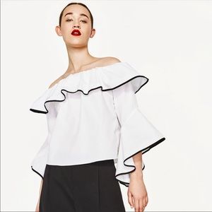 Zara White Off-Shoulder Top, size M